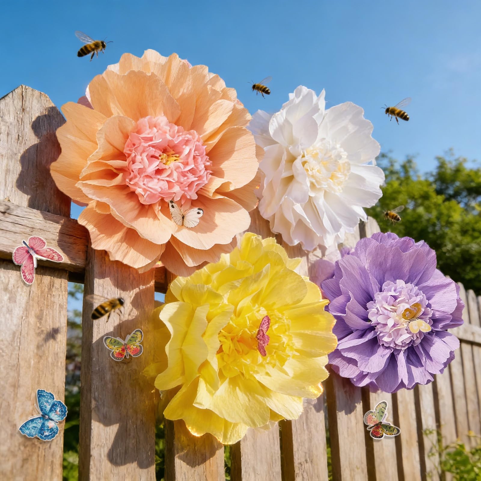 4 PCS Pastel Paper Flower Party Decorations Giant Tissue Hanging Wall Birthday