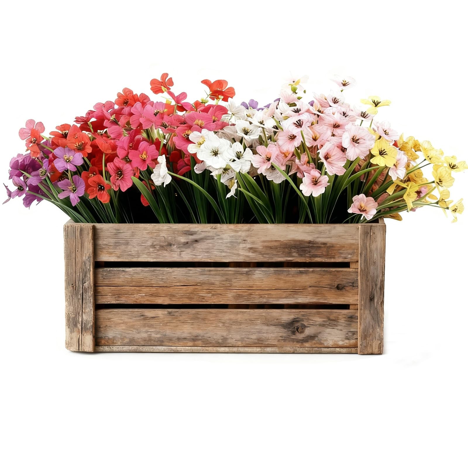 24PCS Artificial Flower Daisies and Eucalyptus Leaves,UV Resistant Faux Flowe…