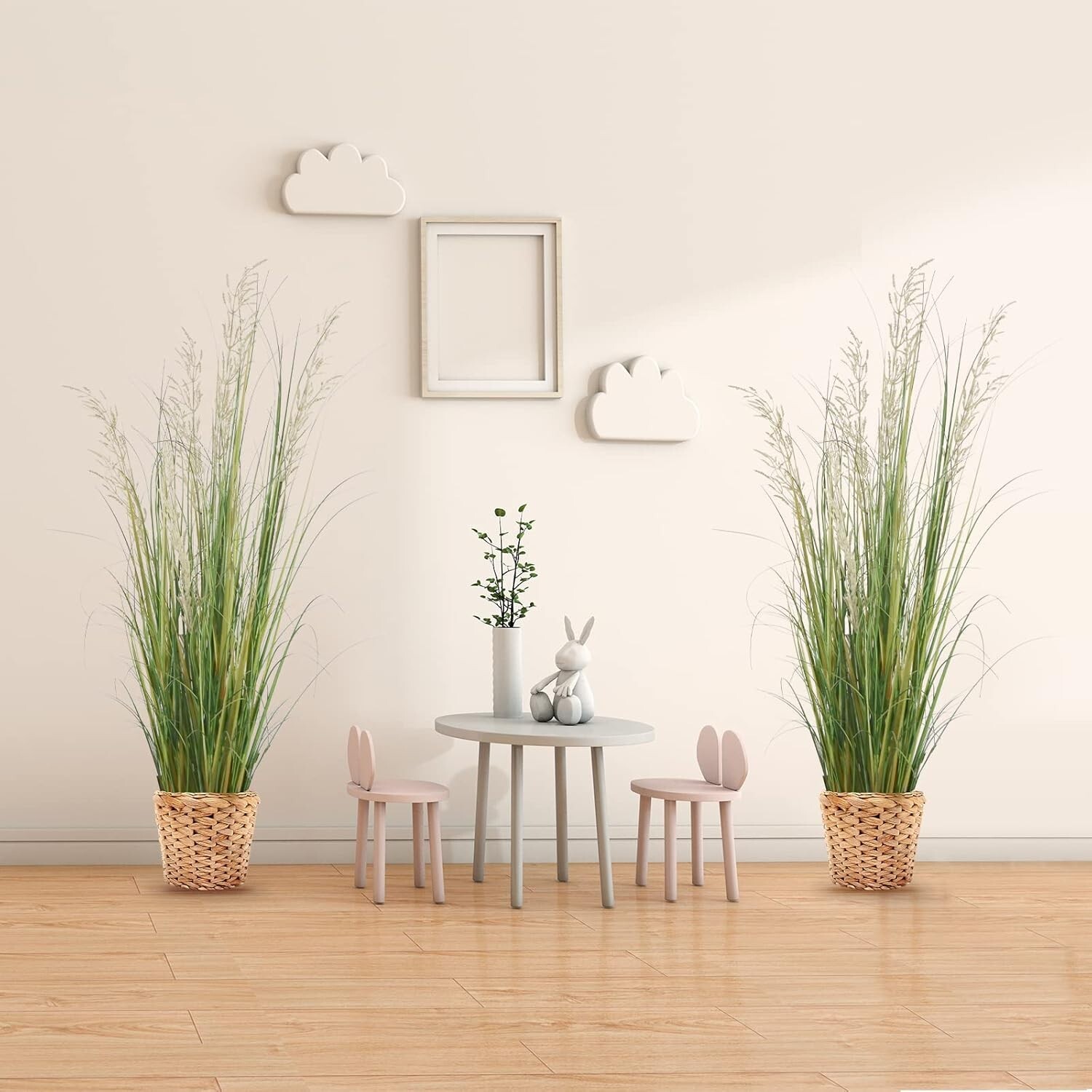 Artificial Plant, 47in Tall, 2pk Grass, Faux House Plant in Pot, Indoor Decor…