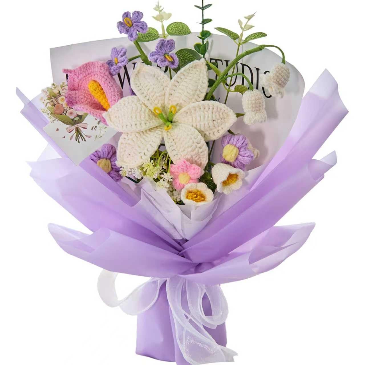 Crochet Flowers with Crochet Lily,Calla Lily and Lily of the Valley,forgot me…