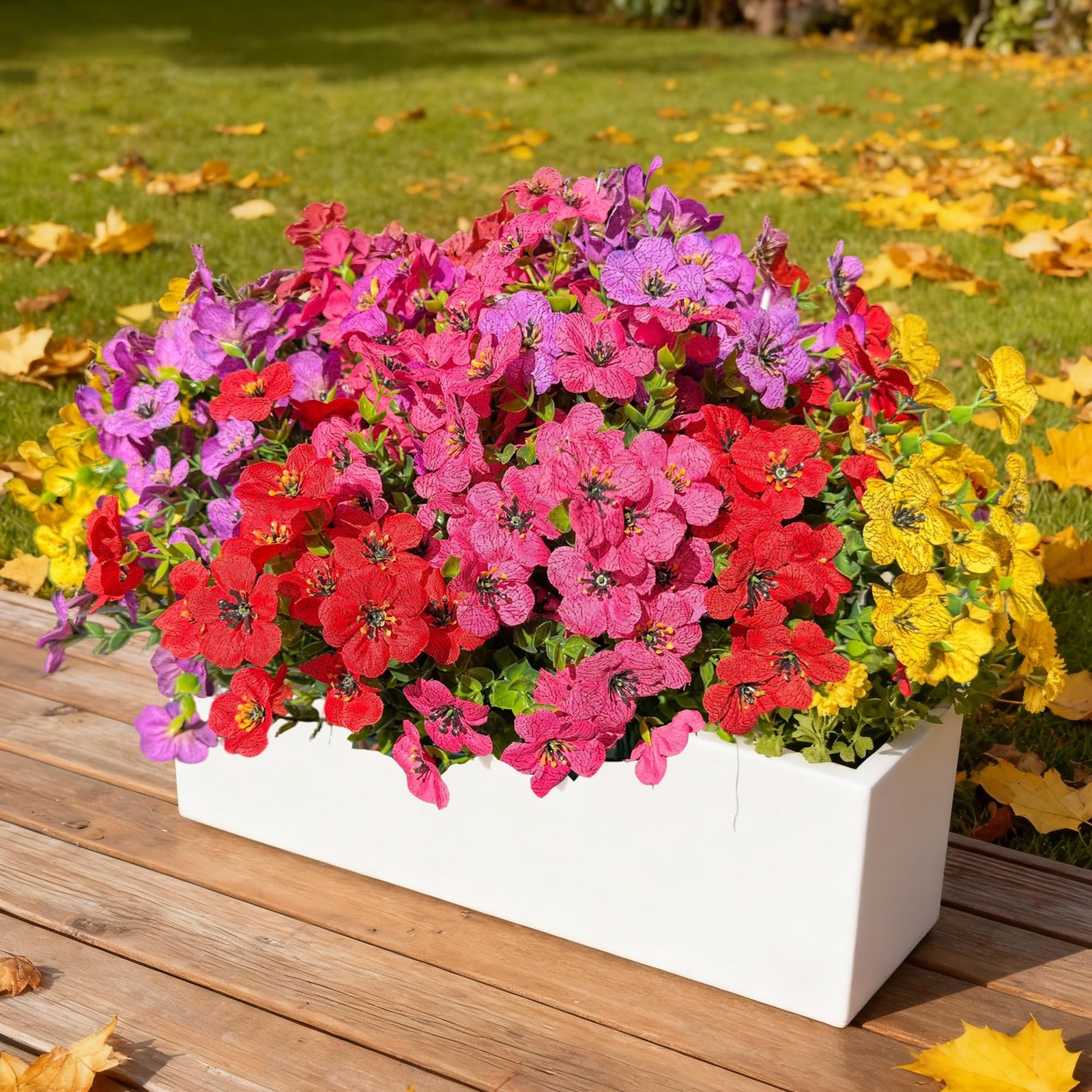Artificial Flowers for Outdoor,12 Bundles Silk Fake Flowers,UV Resistant Real…