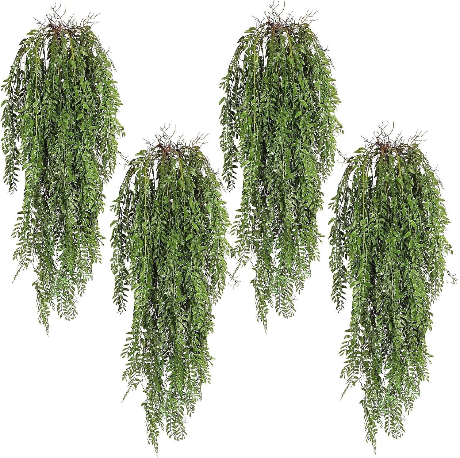 Artificial Hanging Plants 4Pcs 3.7Ft Faux Ferns Ivy Willow Vine Leaves Fake Drap