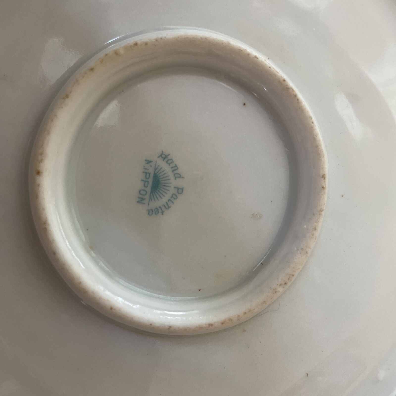 Antique NIPPON porcelain footed Planter Plate Poppy flowers Sun mark