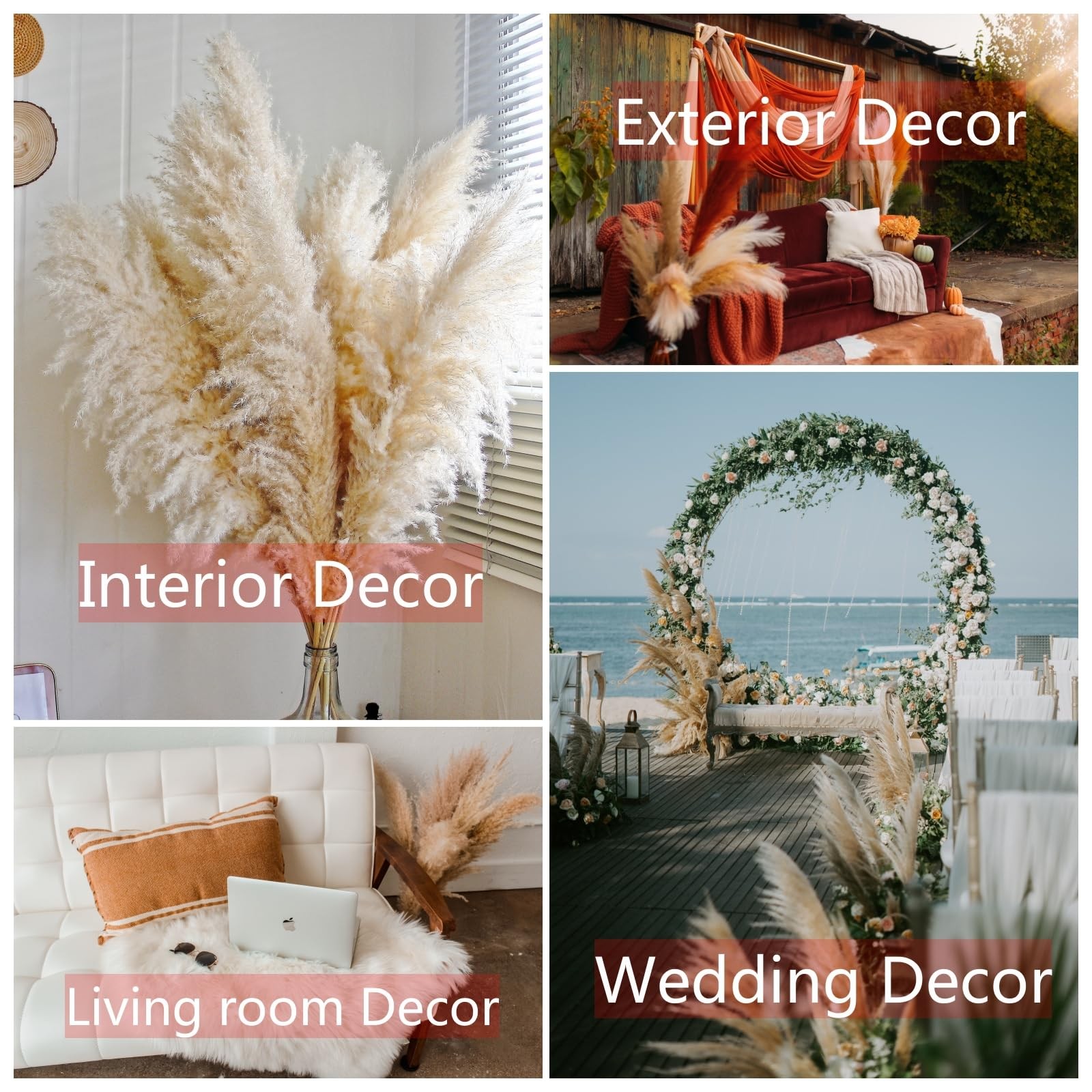 10pcs 40” Pampas Grass Tall Decor – Pompas Floral, Tall Pampas Grass for Flo…