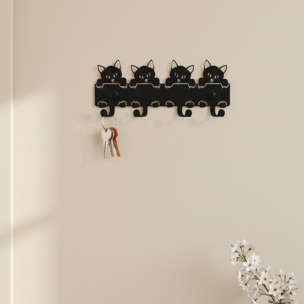 Black Cat-Themed Metal Wall Hook – Durable Home Office Decor Personalized Gift