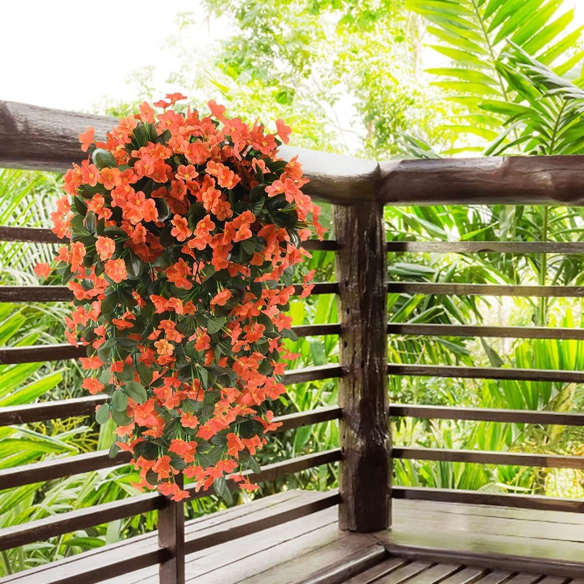 UV Resistant Faux Hanging Flowers – 2PCS Realistic Silk Vines for Outdoor Decor
