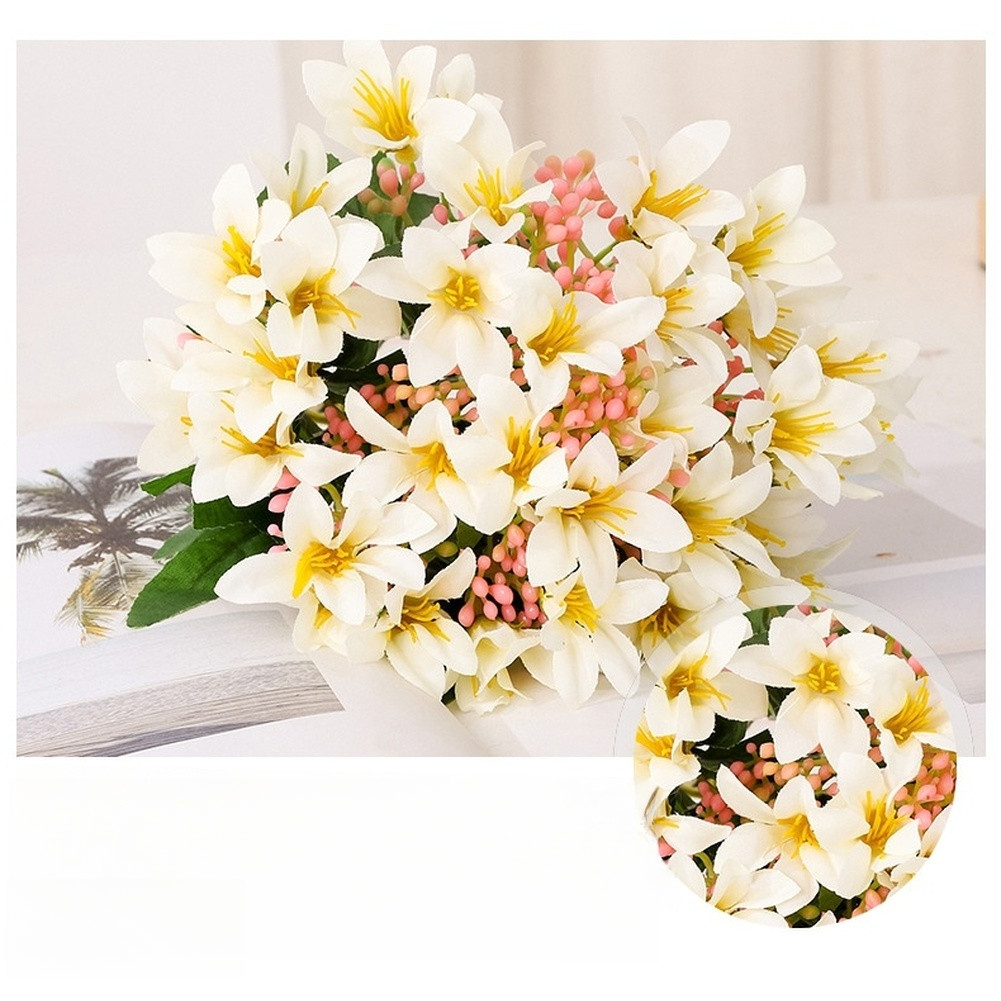 Artificial Lily Bouquet Silk Cloth 18 Stems for Modern Minimalist Decor 32cm
