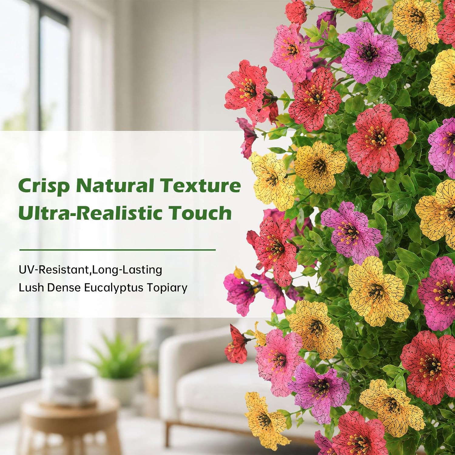 22″ UV Resistant Artificial Topiary Ball Flowers for Indoor/Outdoor Decor – 2 Pc