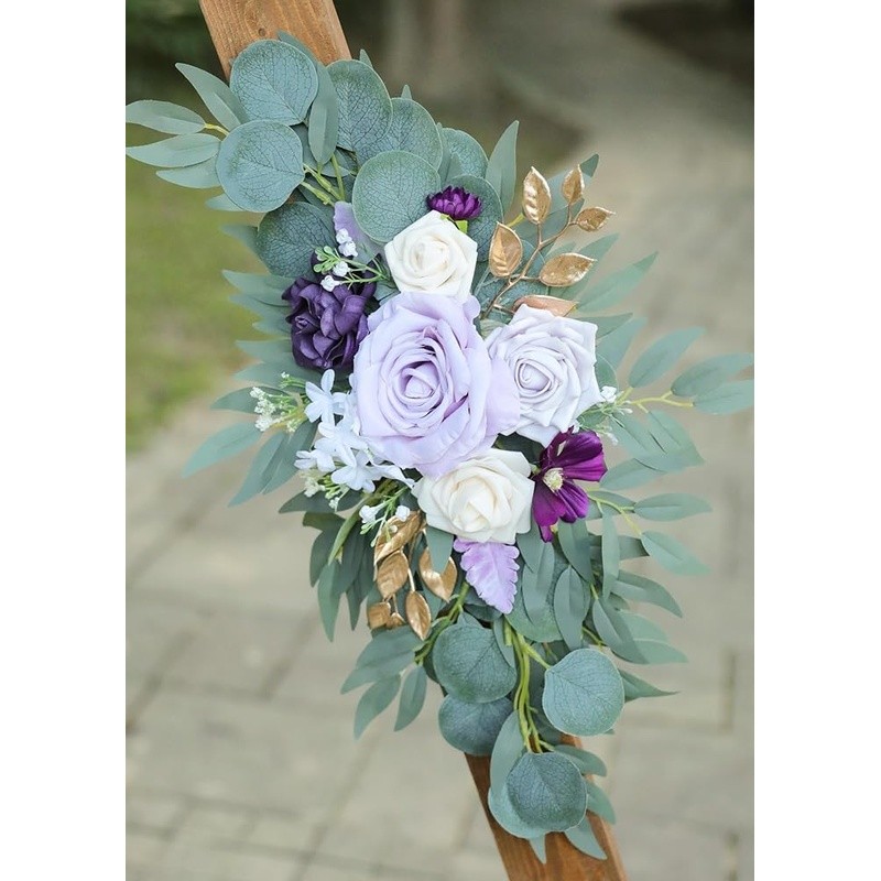 Purple Flower Swag Kit Wedding Decoration Easy Install Faux Silk Arch Flowers US