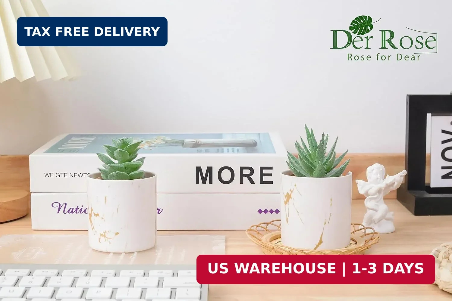 Der Rose Set of 2 Succulents Plants Artificial Mini Fake Succulents Plants for H