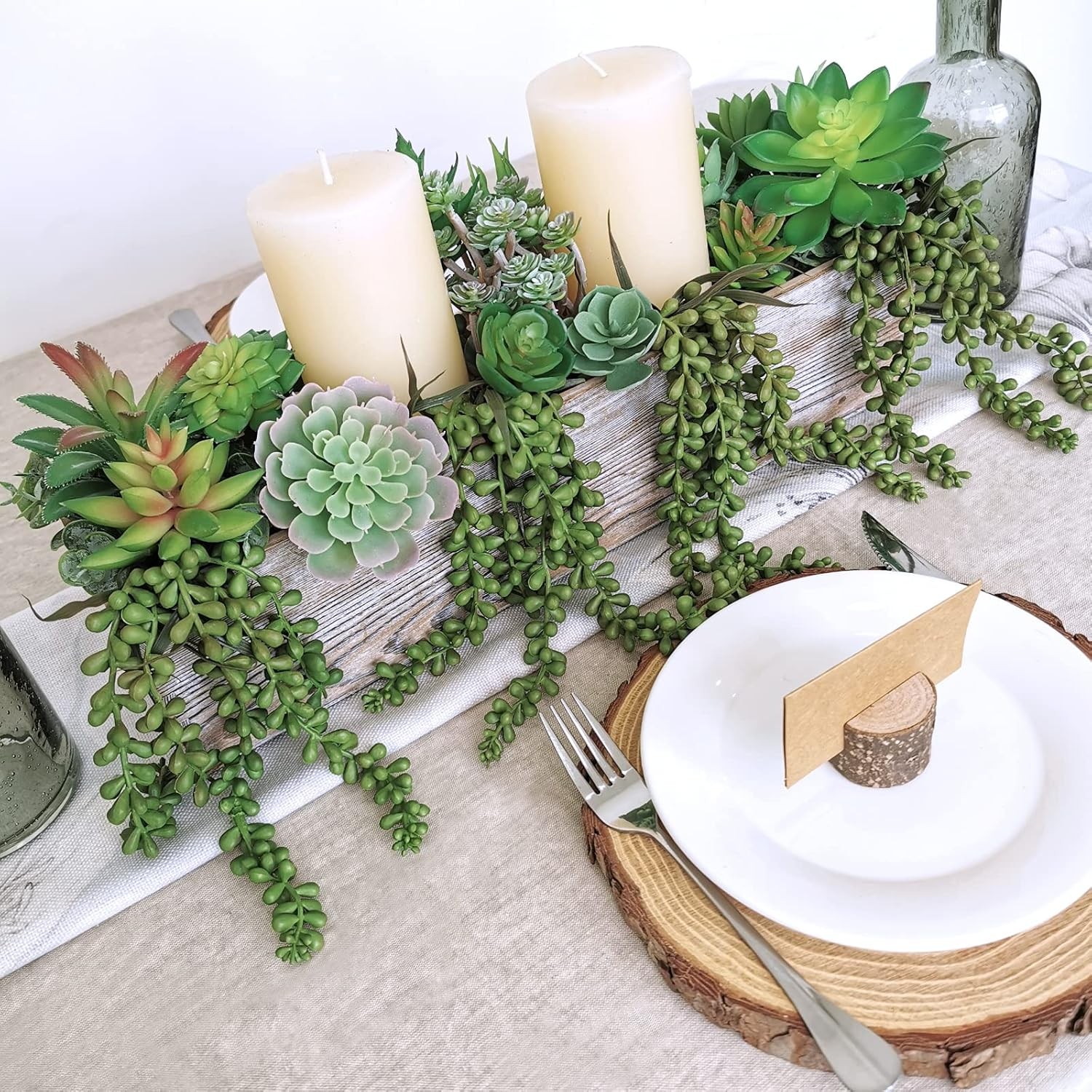 Artificial Hanging Succulents Faux Burro’s Tail Trailing String of Pearls Picks
