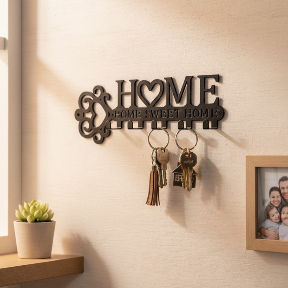 5-Hook Metal Key Rack Coat Hanger – Wall Mounted Towel Organizer for Home
