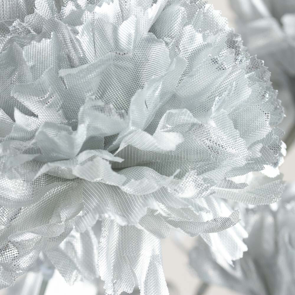 16″ Metallic Silver Artificial Carnation Floral Bush