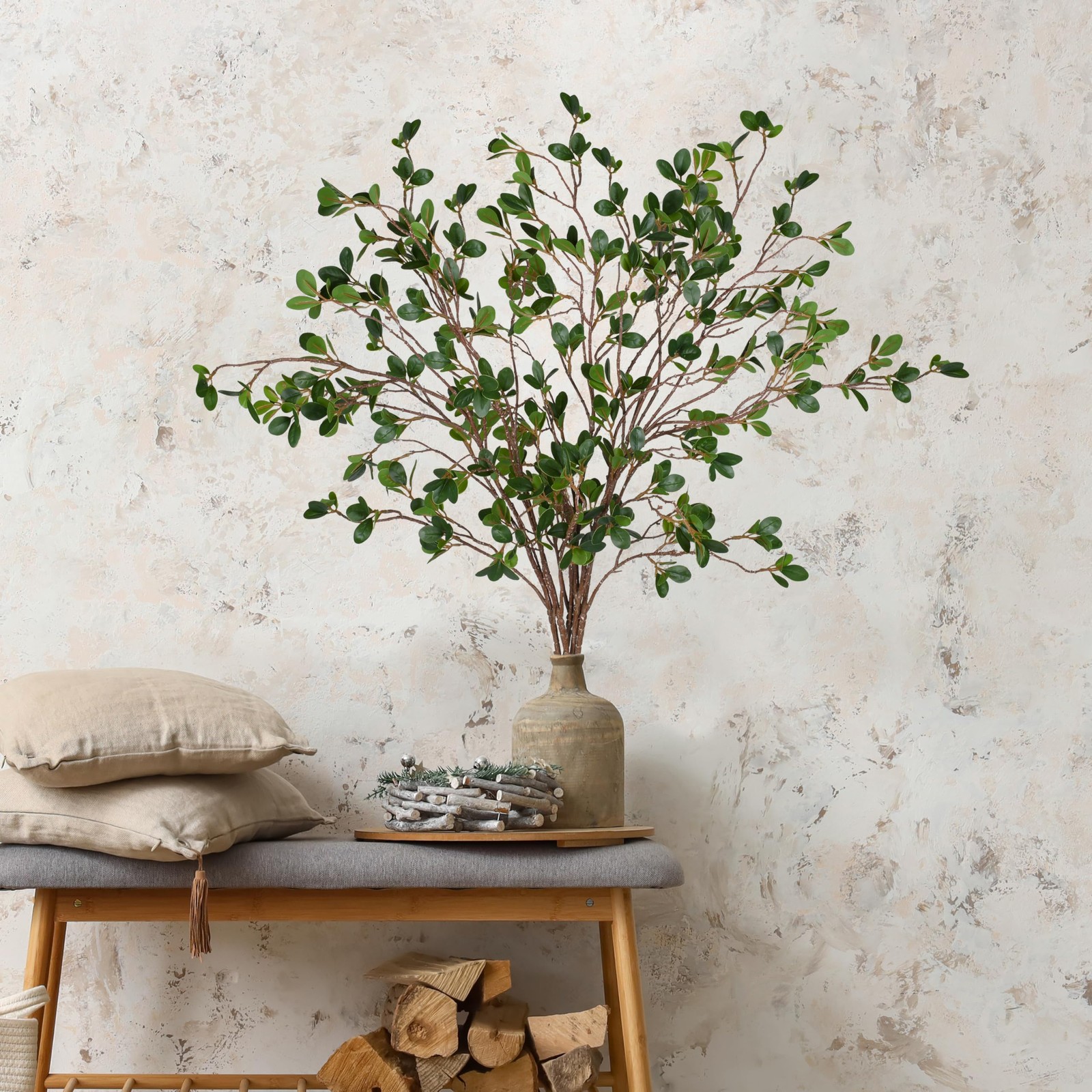 5Pcs 43.3Inch Artificial Ficus Stems, Fake Ficus Twig Plants Faux Green Leaf …