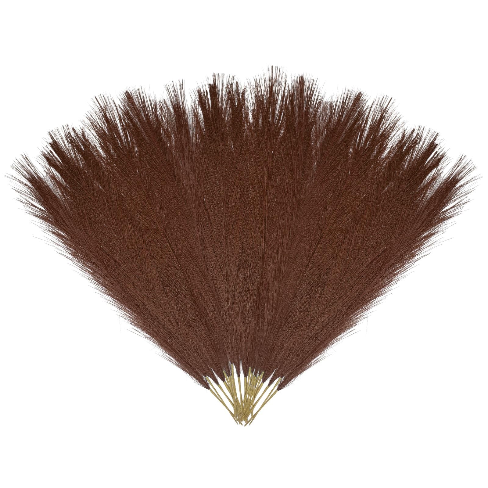 Short Brown Faux Pampas Grass Bulk Fluffy Artificial Vase Filler 17 In 30 PC