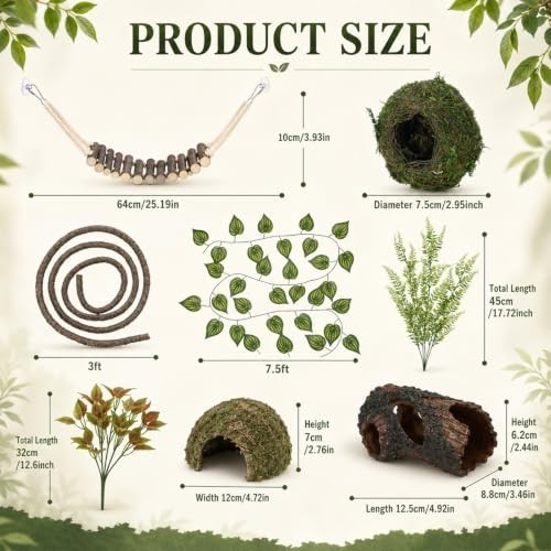 17 Pc Reptile Tank Accessories Moss Plants Suction Cups Decor