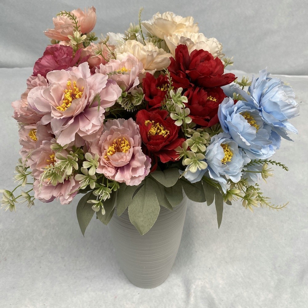Realistic Peony Silk Flower Arrangement 6 Heads 35cm Height for Indoor Decor