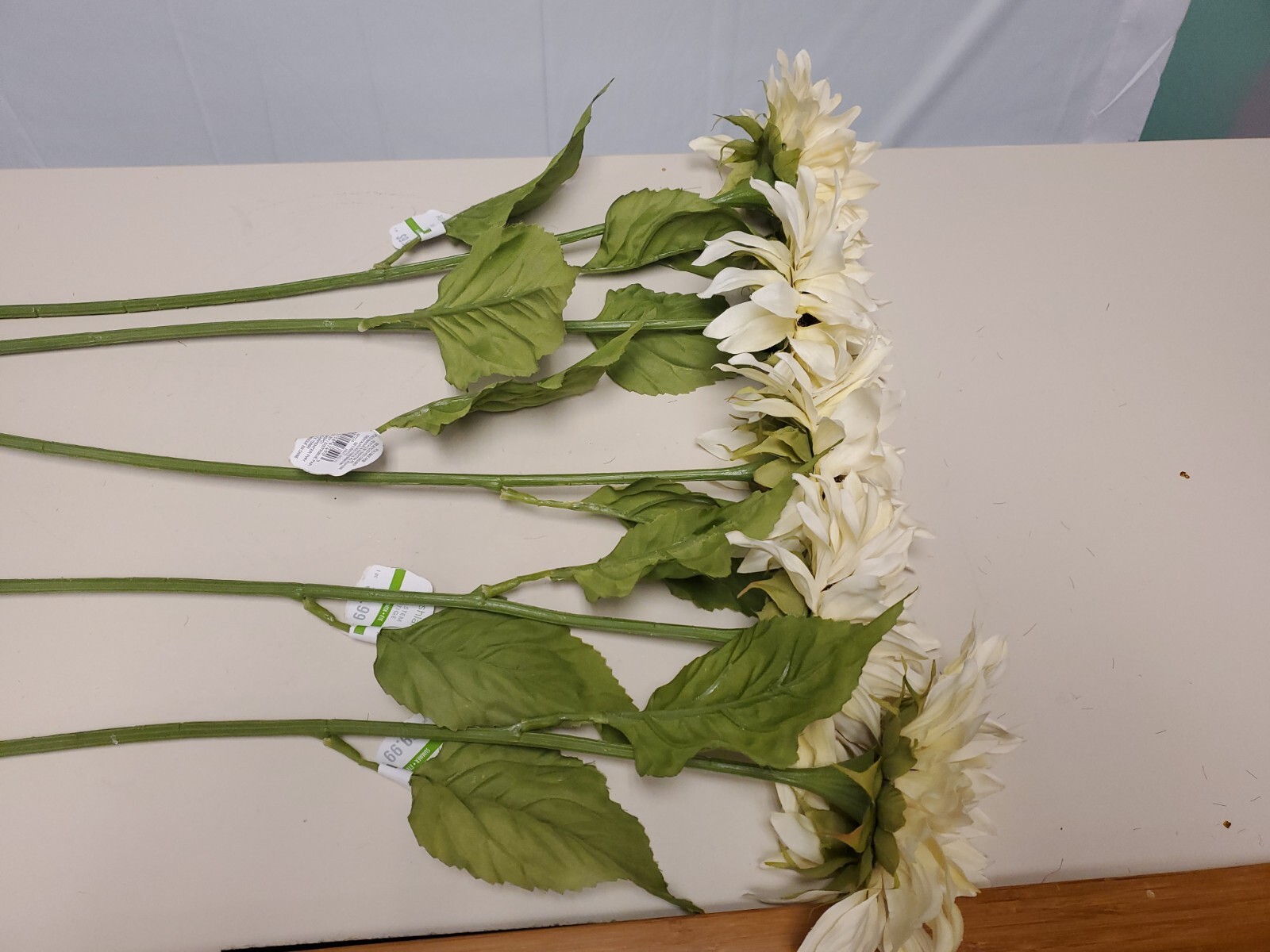LG Bloom White/Blk Sunflower Stem / Pick 27in High Autumn Fall Summer Floral