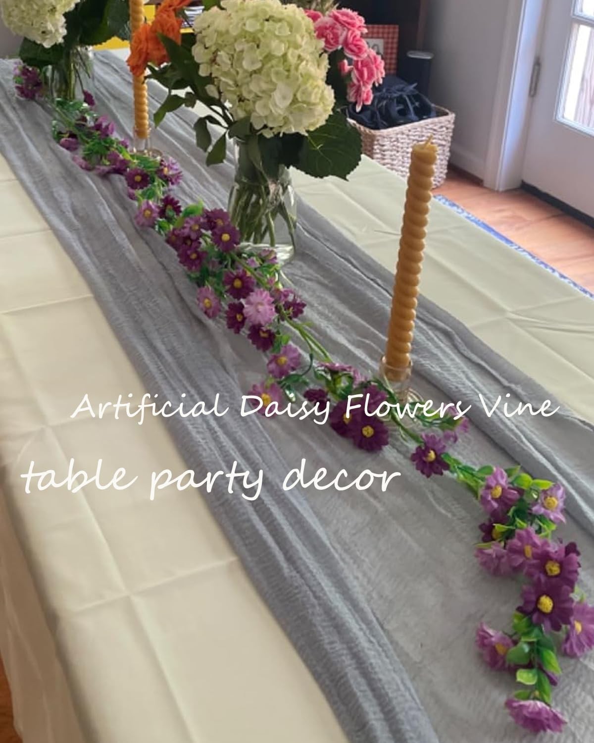 6.5Ft Spring Flower Garland Artificial Wildflower Vines for Bedroom, Cute Yel…