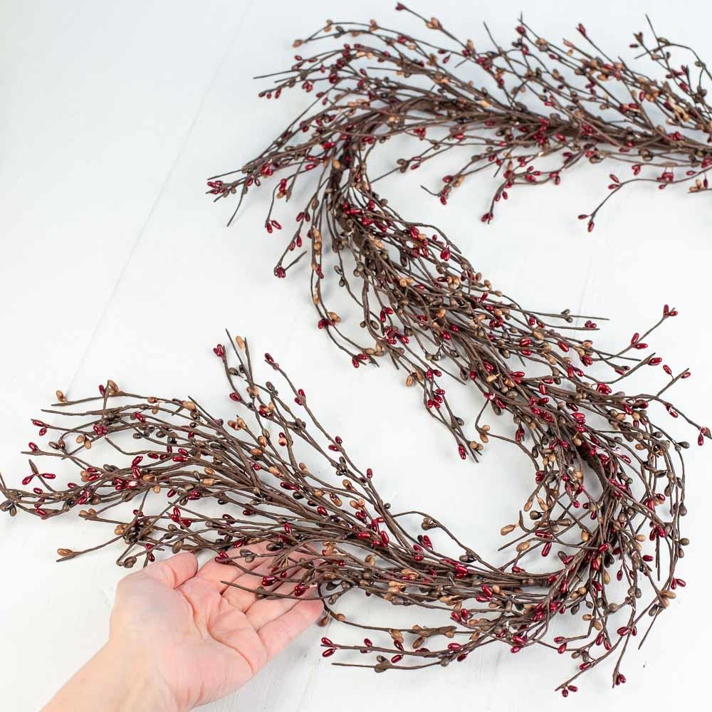 Hand Wrapped Warm “Peacan Pie’ Colored Pip Berries Garland for Decorating
