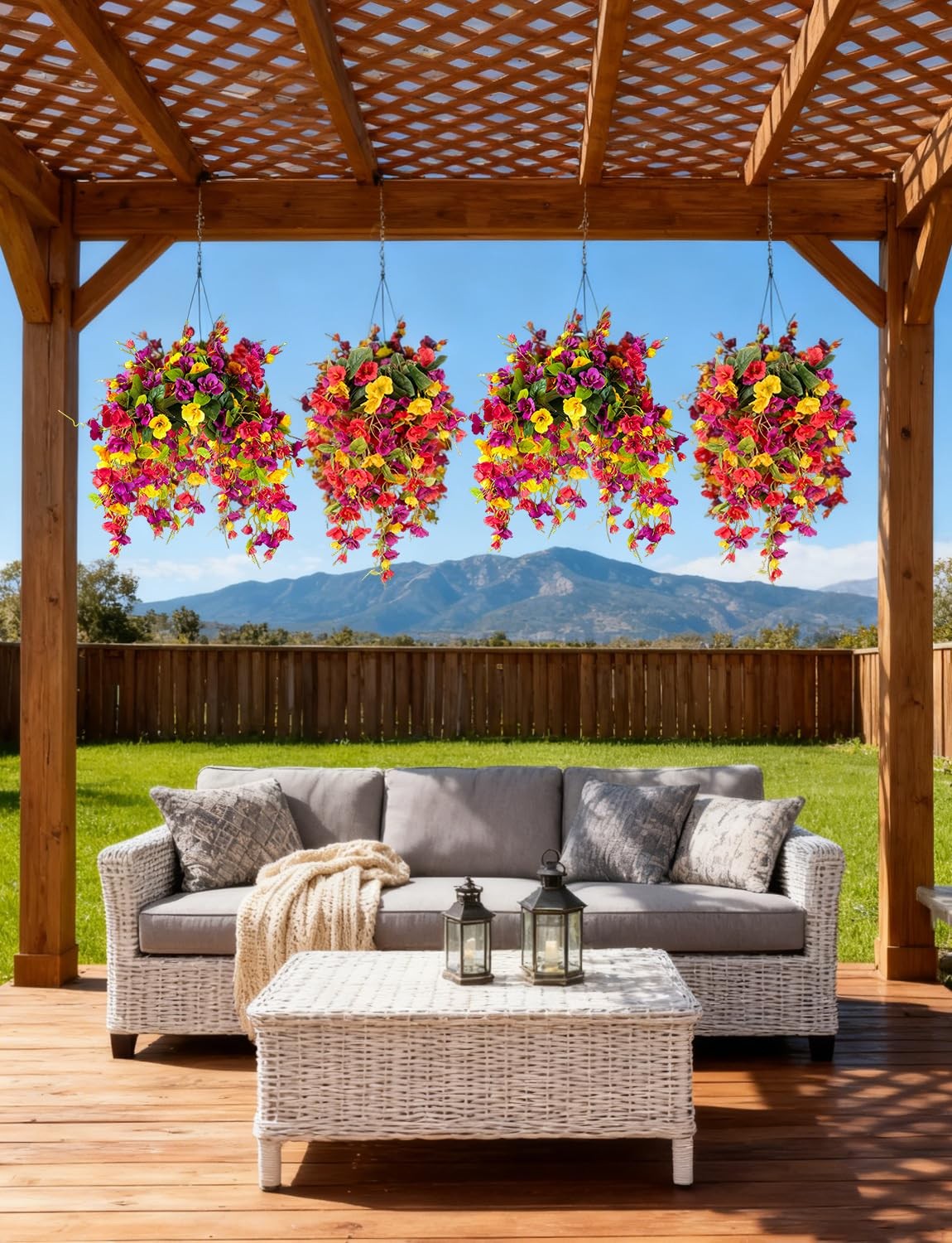 2 Pcs Fake Hibiscus Artificial Hanging Flowers, Mixed Colorful Silk Hibiscus …