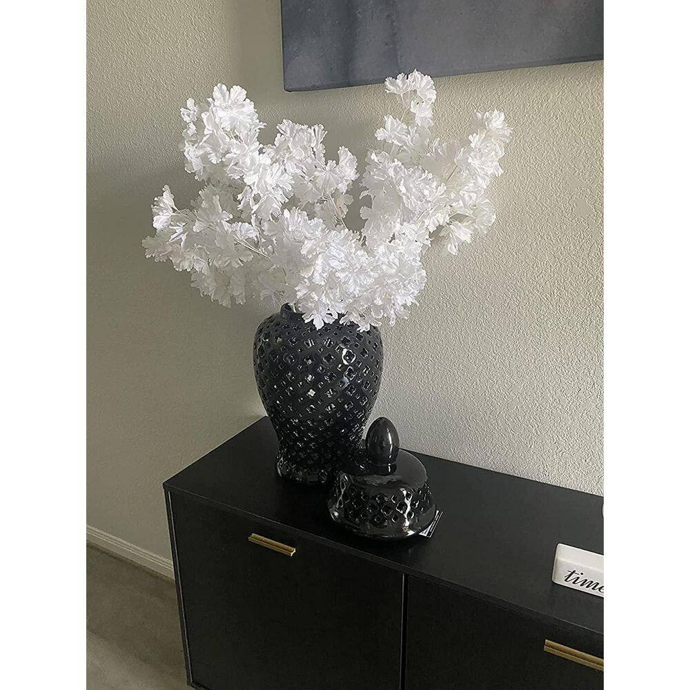 2 In. 35 In. White Artificial Cherry Blossom Branch Stem for Tall Floor Vase, Ho