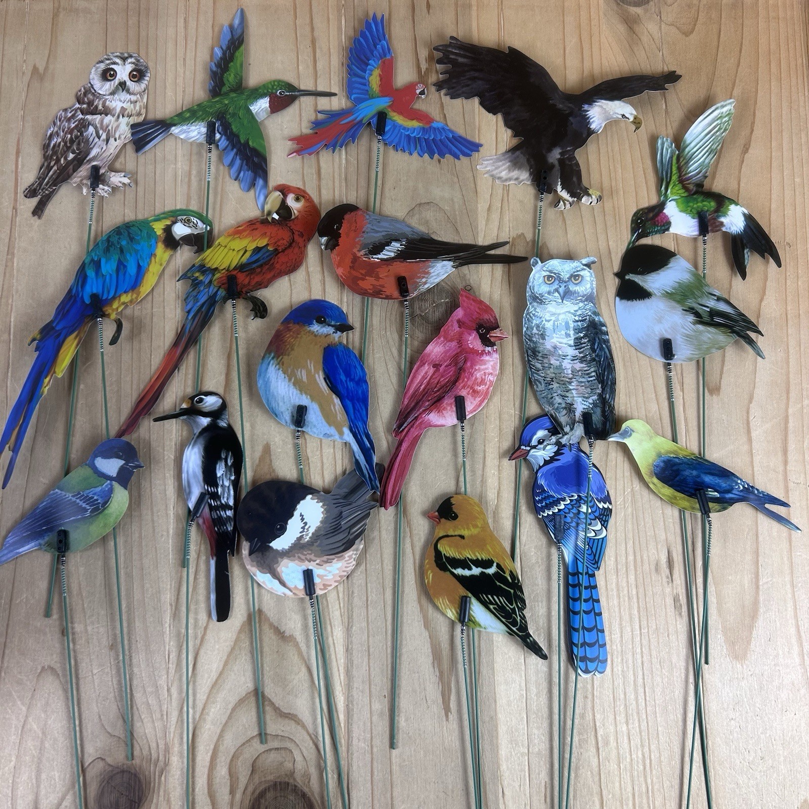 Decorative Bird Plant Sticks Set Of 18 Double Sided Vinyl 13 Inch Pot Stake