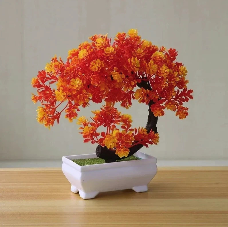 1pc Artificial Bonsai Plant Fake Flower Tree Potted Table Decor