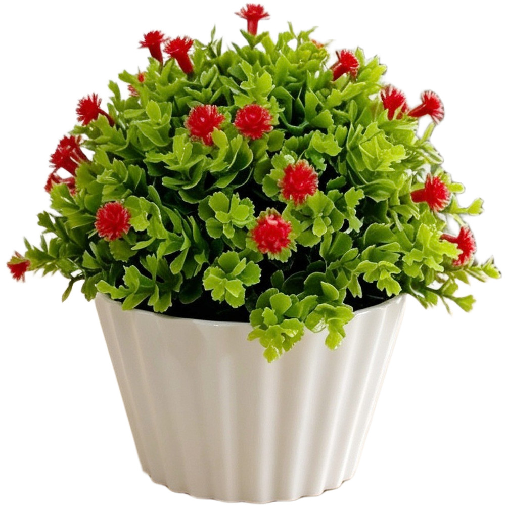 Artificial Mimosa Gypsophila Half Bonsai in Pot for Living Room Bedroom Decor