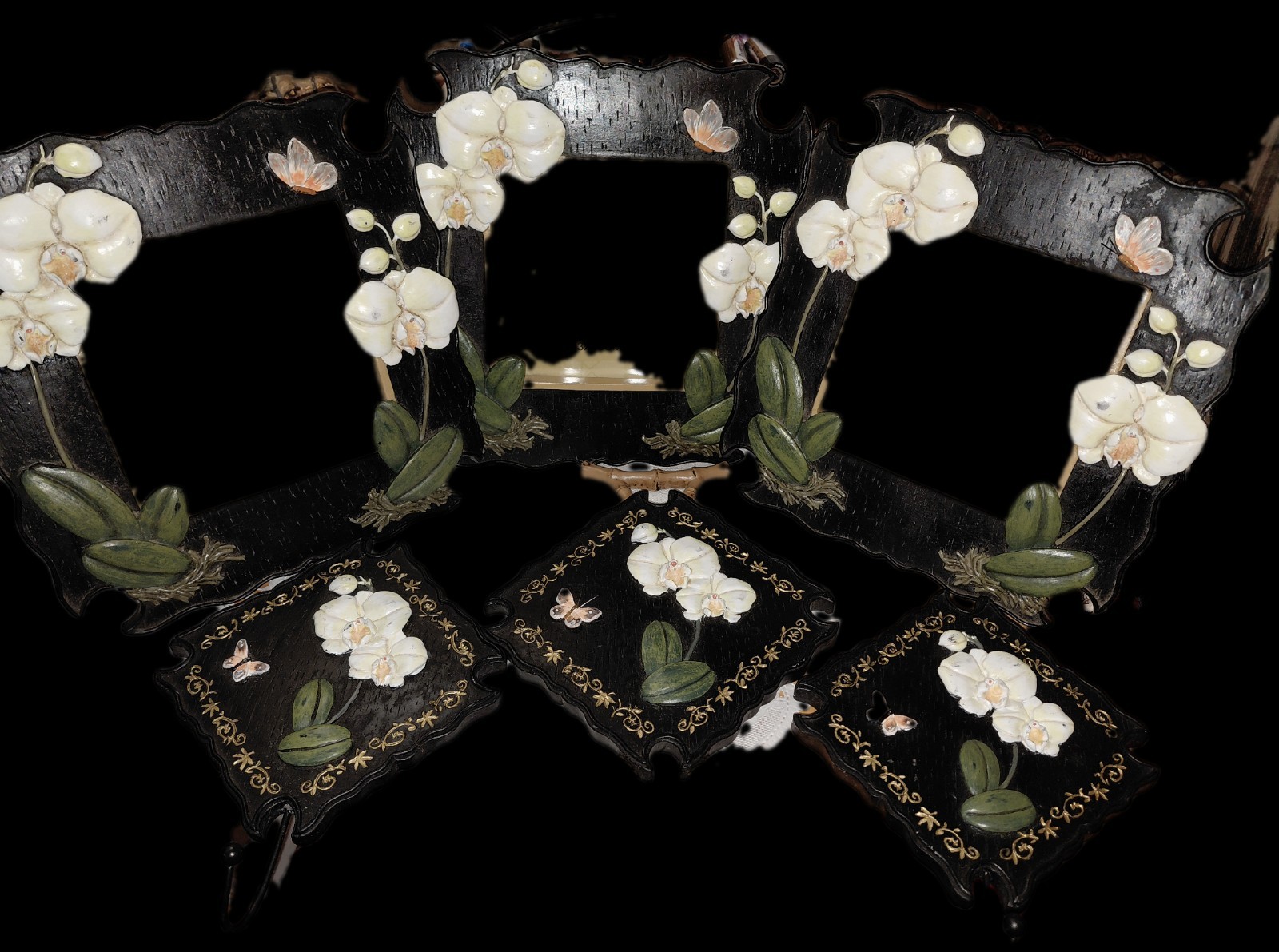 Interior Accents Botanical Beauty Orchid And Butterfly 6 Piece Set Black White