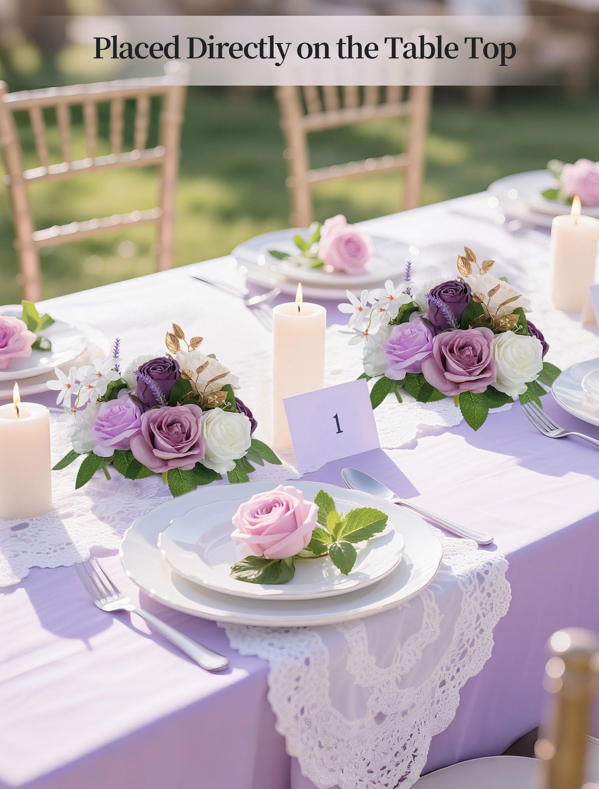 2 PCS Artificial Flowers Ball Wedding Centerpieces Lilac Rose Silk Kissing