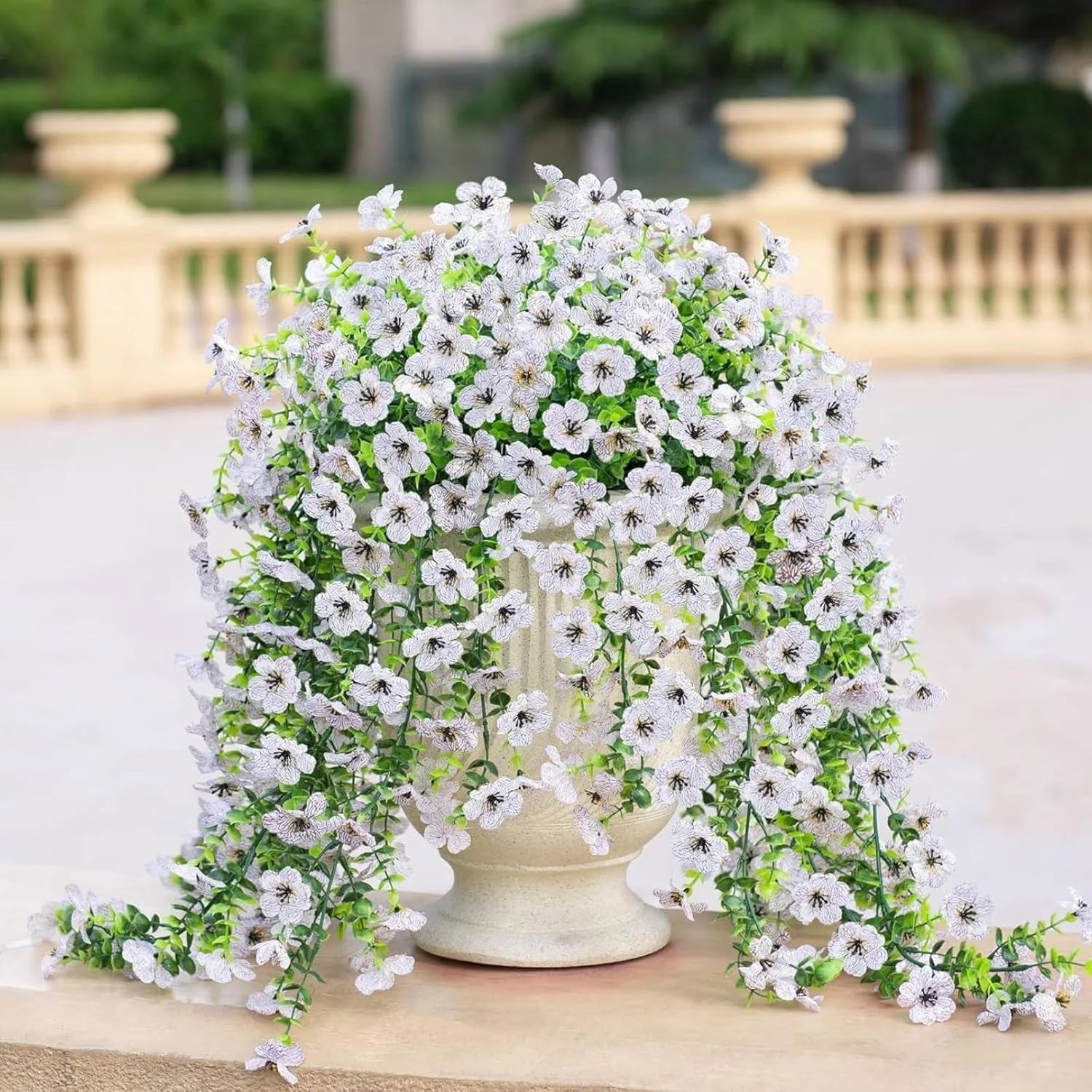 4PCS Artificial Flowers Vines UV Resistant Hanging Plant Flowers Outdoor Decor