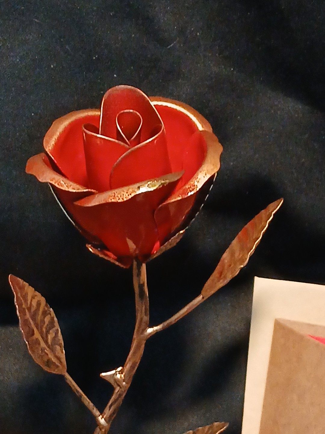 Ainyrose Metal Forever Rose Golden w/Heart-shaped Base & Blank Card [GF3]