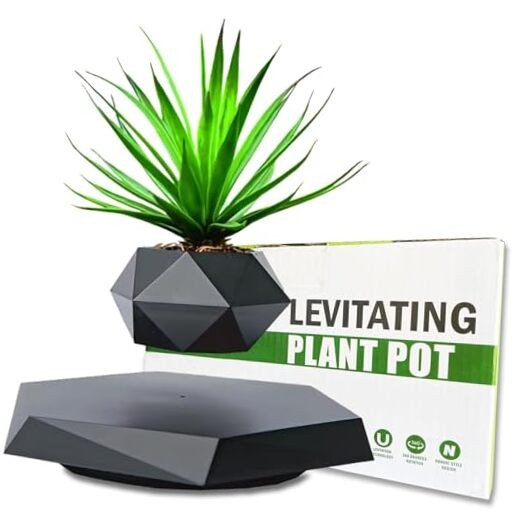 Levitating Plant Pot, Floating Plant Pot for Air Bonsai Planter, Magnetic Black