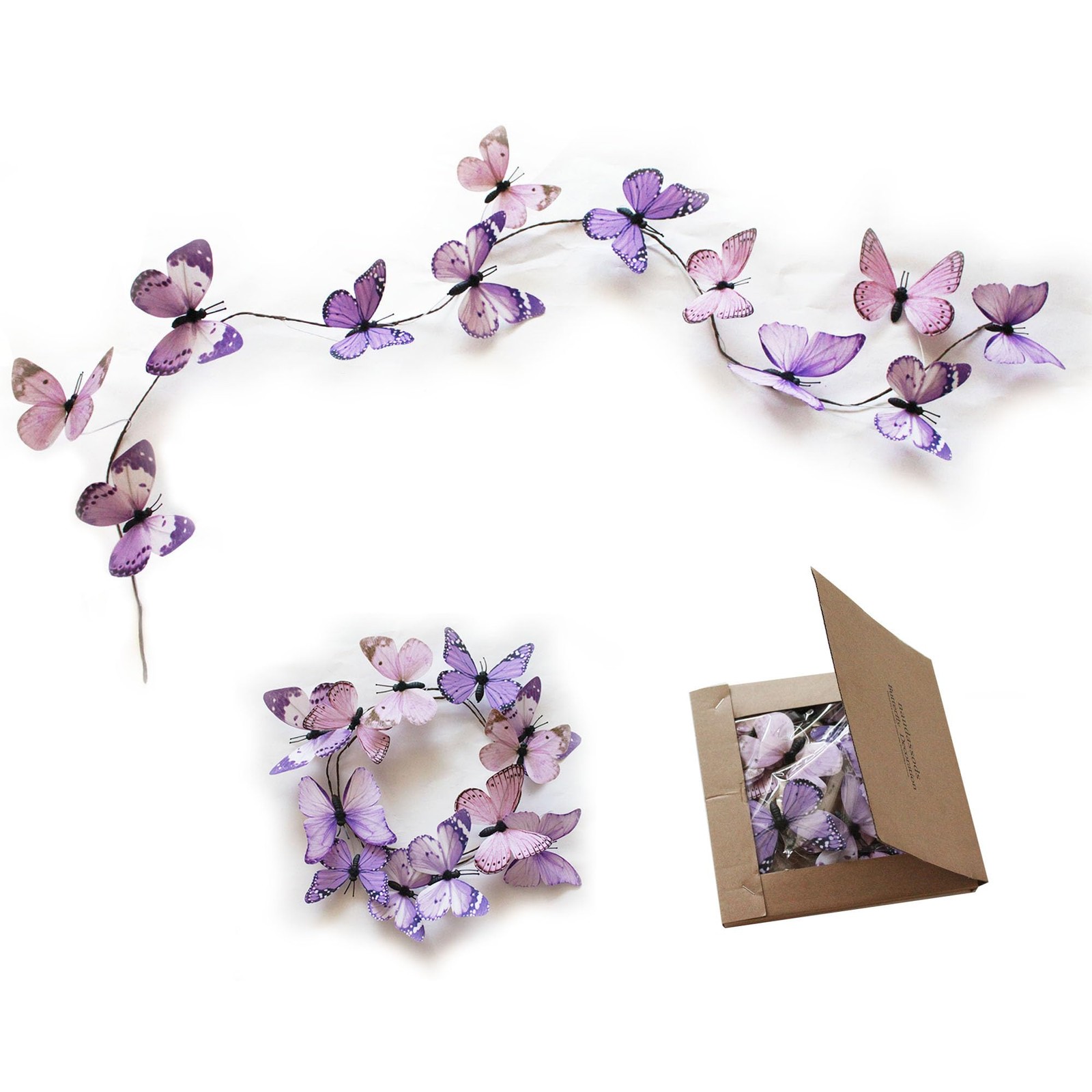 Artificial Butterfly Garland, Fake Butterfly Decorative Vines, DIY 3D Unique …