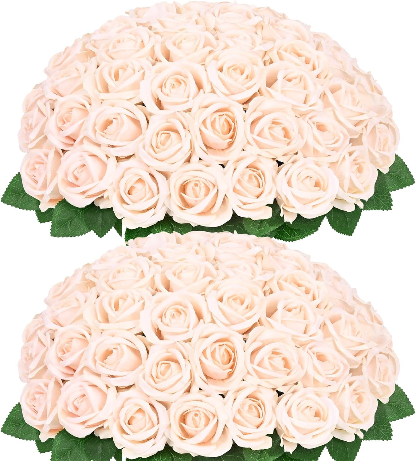 50 Pcs Pink Roses Artificial Flowers, Real Touch Velvet Roses Bouquet Fake Flowe