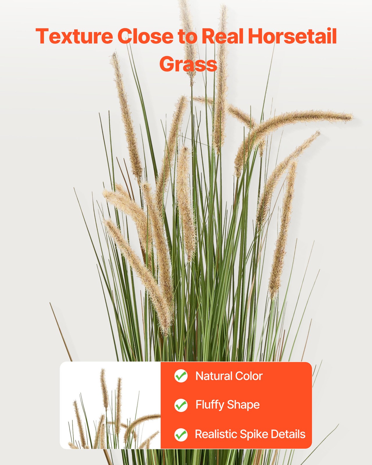 VEVOR Artificial Grass Plant 59 Inch Horsetail Reed Grass In Pot 2 Pack Green