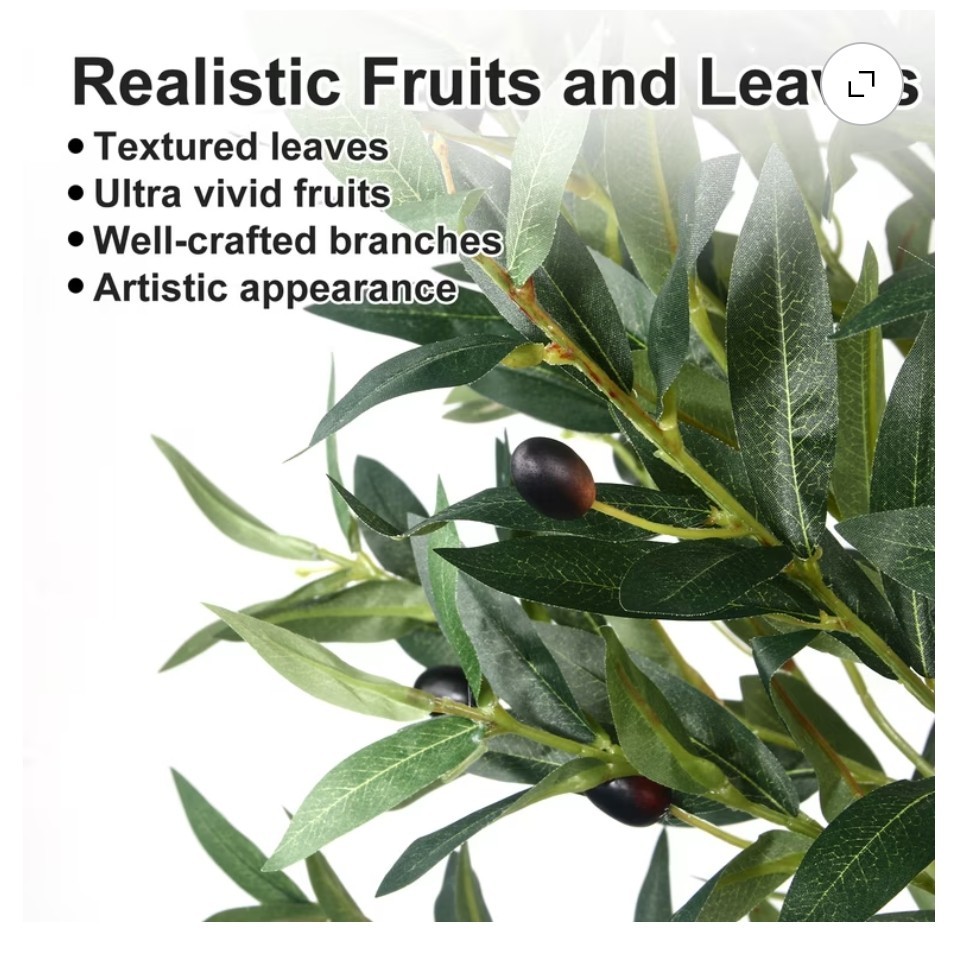 5 ft Artificial Olive Plants with Realistic Leaves and Natural Trunk