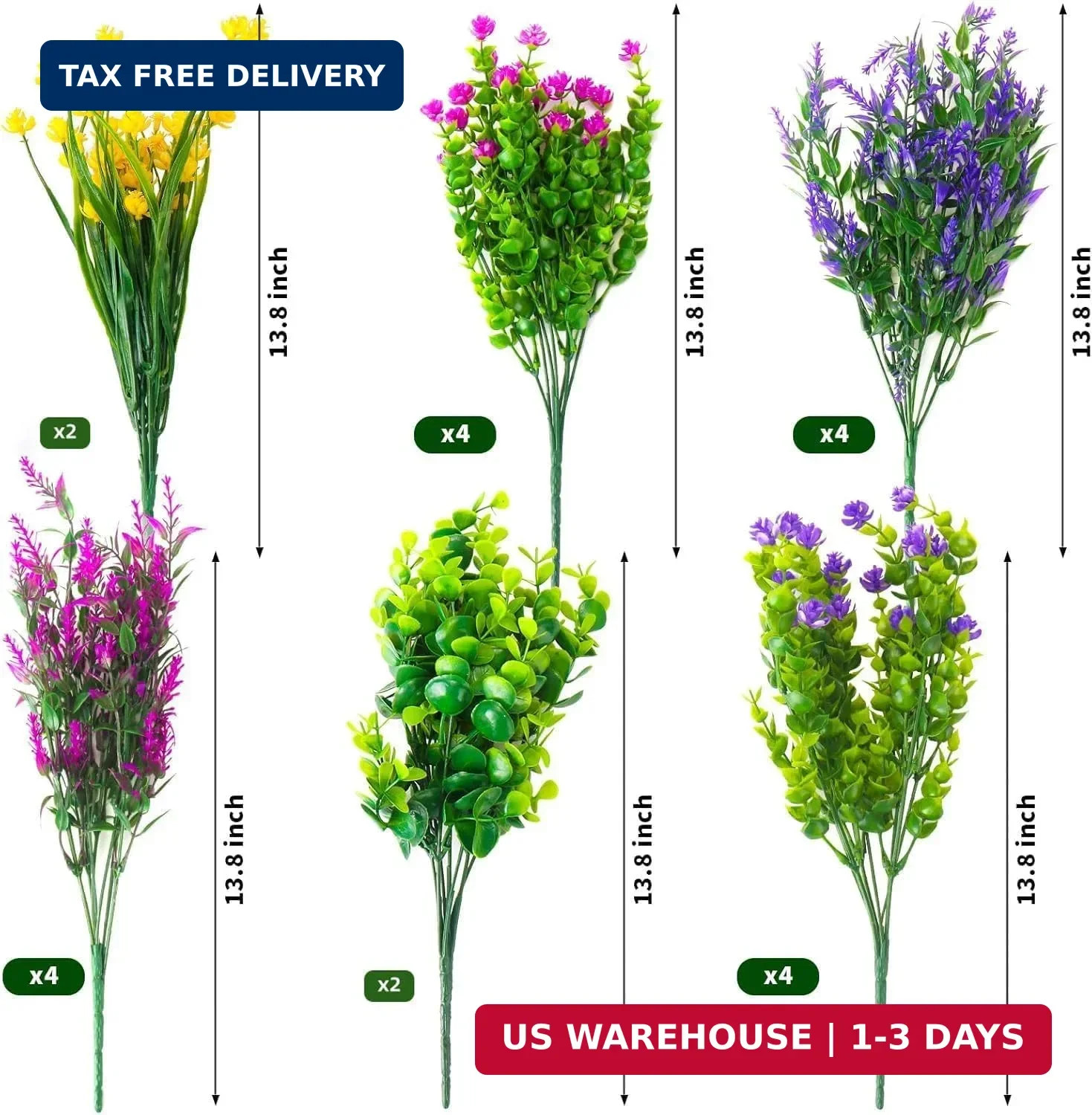 20 Bundles Artificial Flowers for Outdoors Fake Flowers UV Resistant No Fade Fau