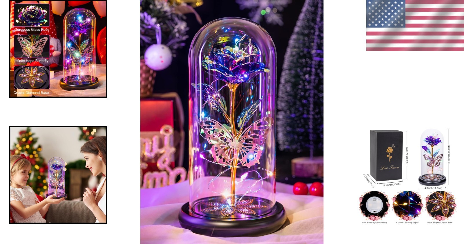 Beautiful Galaxy Rose with Butterfly and LEDs – Ideal Birthday & Christmas Gift