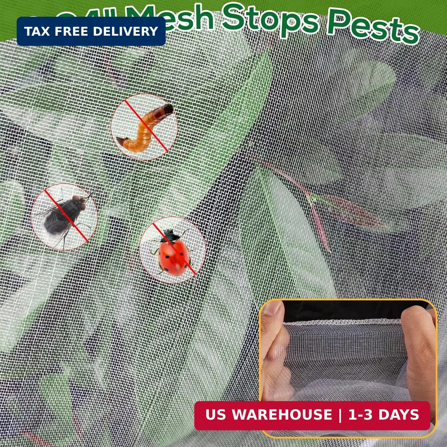 2PCS Fruit Tree Netting with Drawstring, 7 x 6ft Ultra-Fine Mesh Garden Insect &
