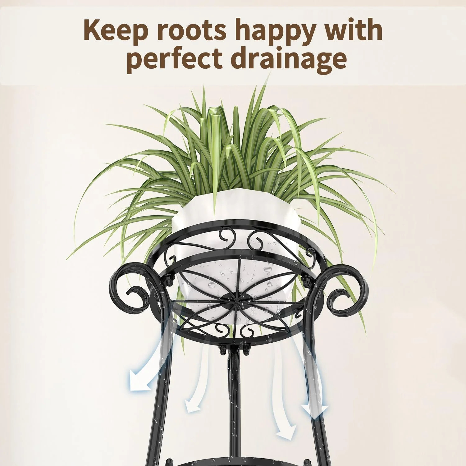 3 Tier Black Metal Plant Stand Indoor Outdoor Planter Rack Corner Flower Holder