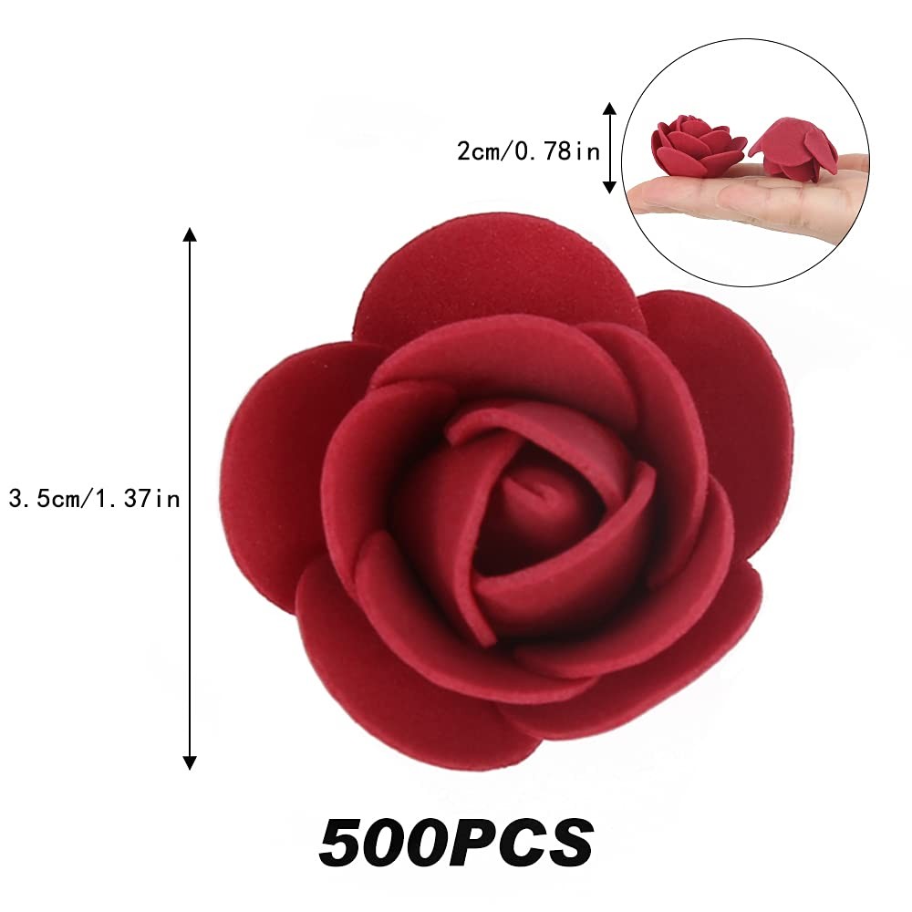 500 PCS Burgundy Mini Artificial Foam Rose Heads Fake Flower DIY Crafts Decor