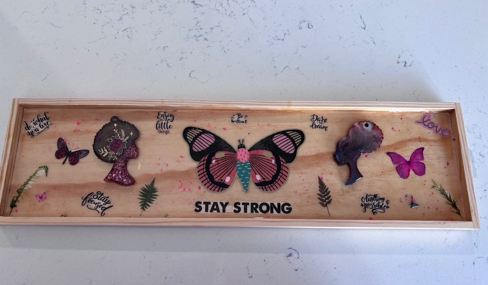 Handmade Wooden wall hanging made with Floral, Butterfly,