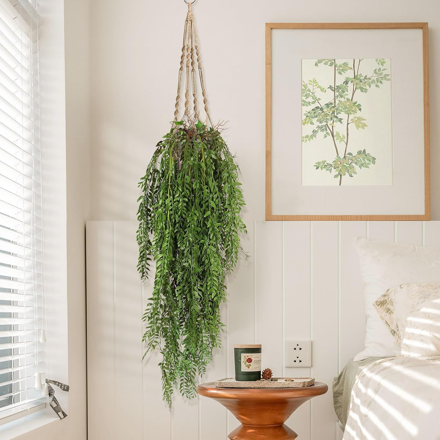 Artificial Hanging Plants 4Pcs 3.7Ft Faux Ferns Ivy Willow Vine Leaves Fake Drap
