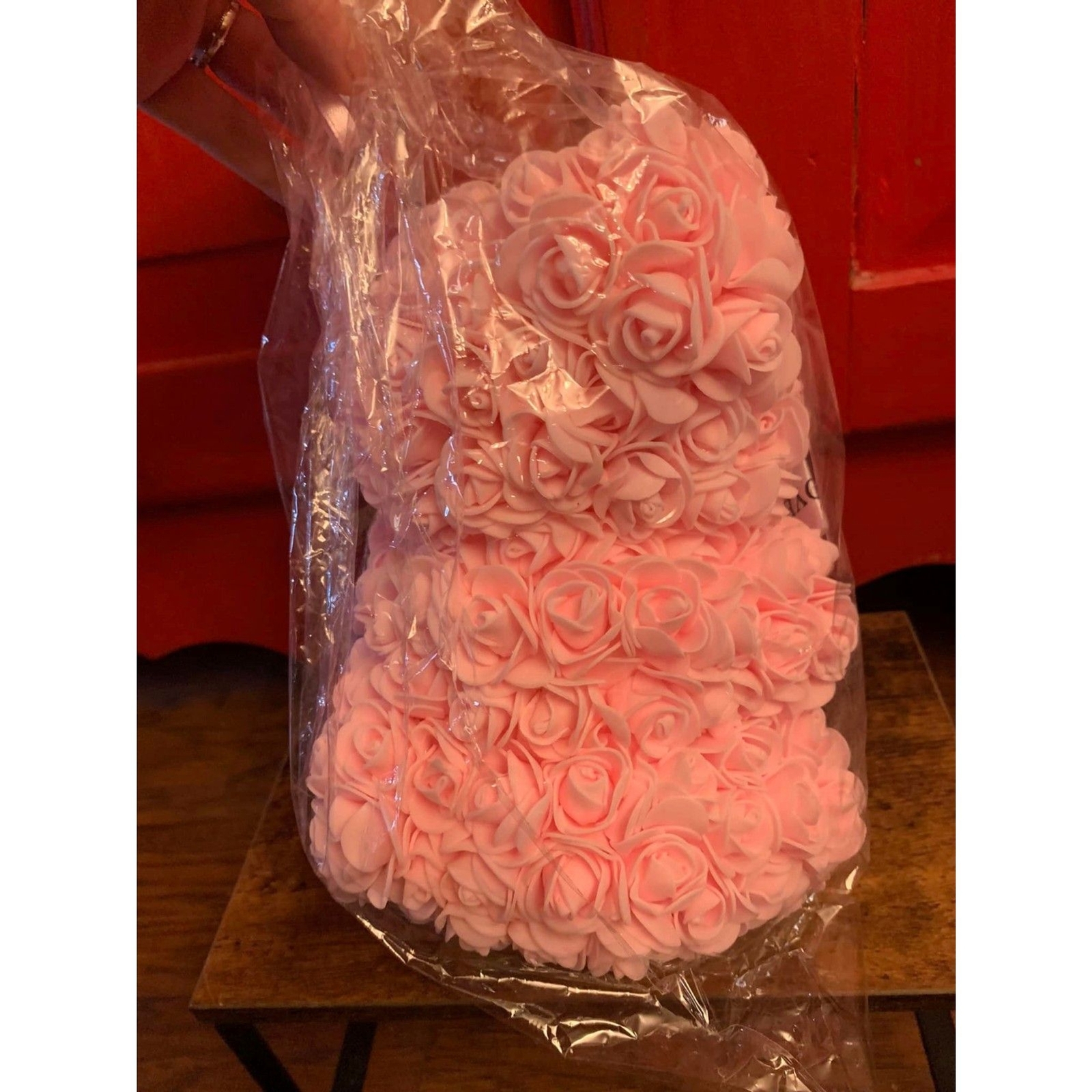 NEW Pink Rose Teddy Bear Love Romance Proposal Bow Giftable 9.5” Valentines
