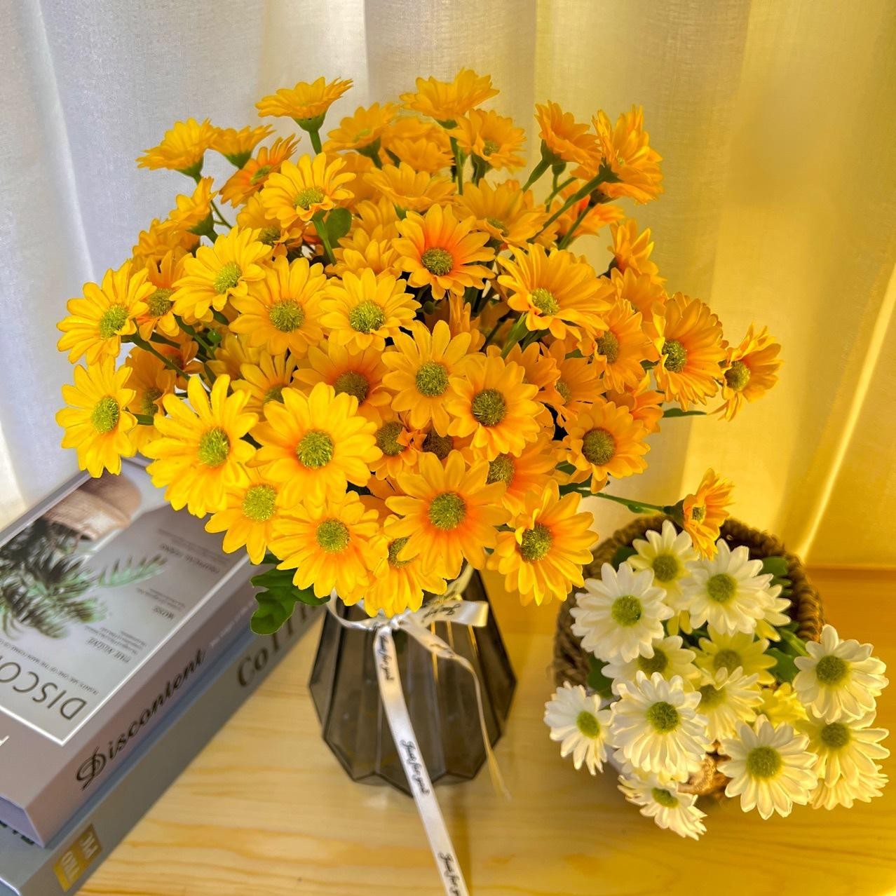 21 Head Sunflower Daisy Bouquet, Chamomile, Artificial Flowers, Wedding Decor