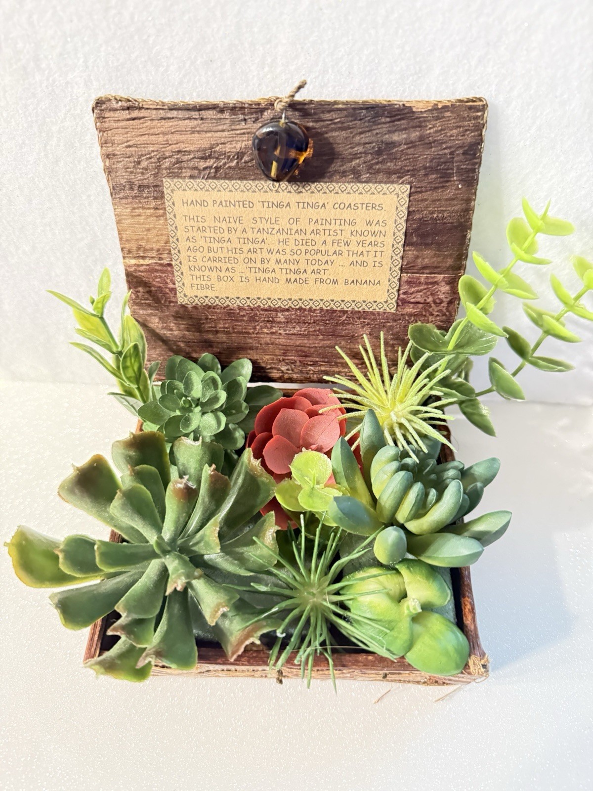 Handmade Box From Banana Fiber Artificial Succulents Repurposed Beautiful