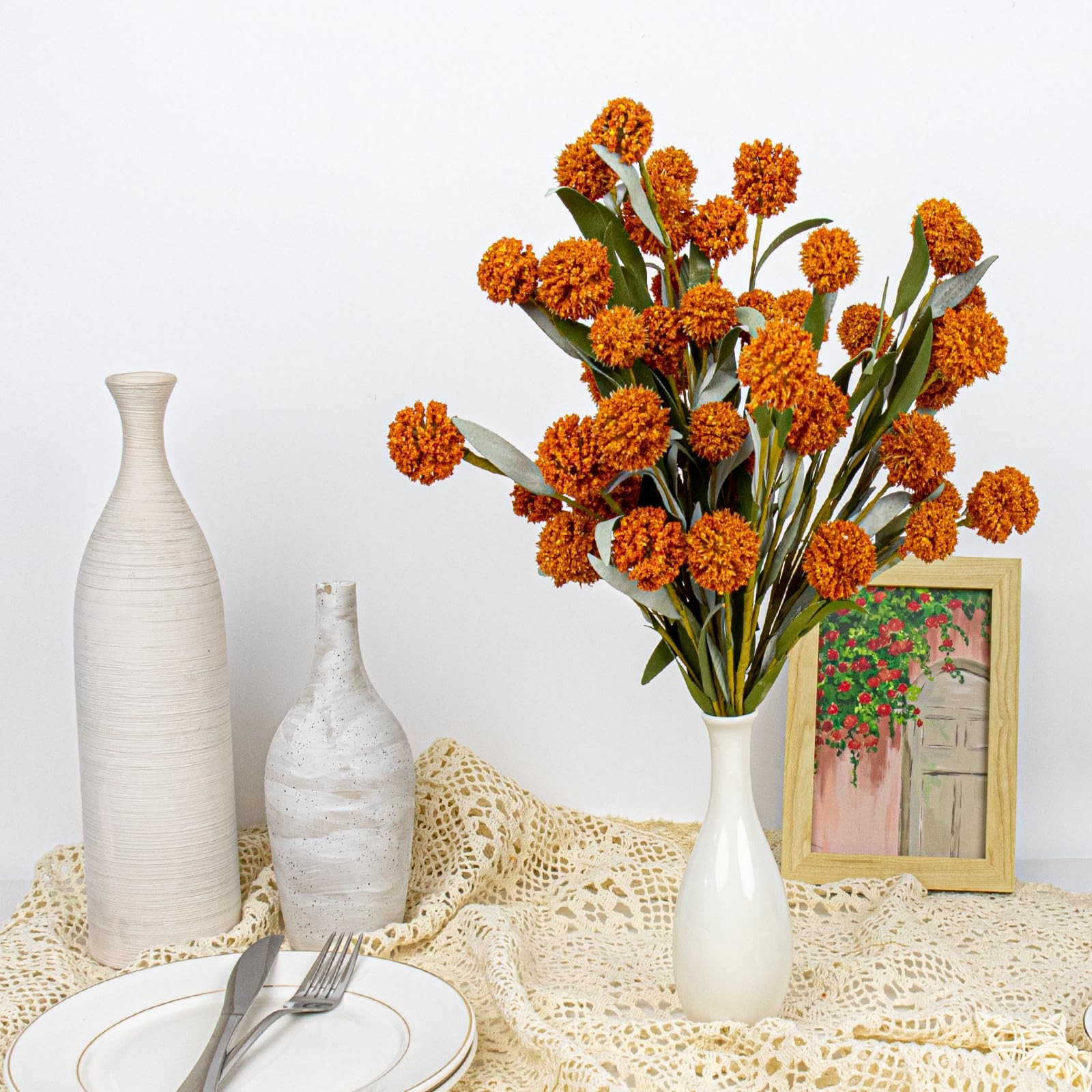 6 PCs Rustic Fall Flowers 17 Inches Boho Fall Floral Picks Faux Autumn Branch…