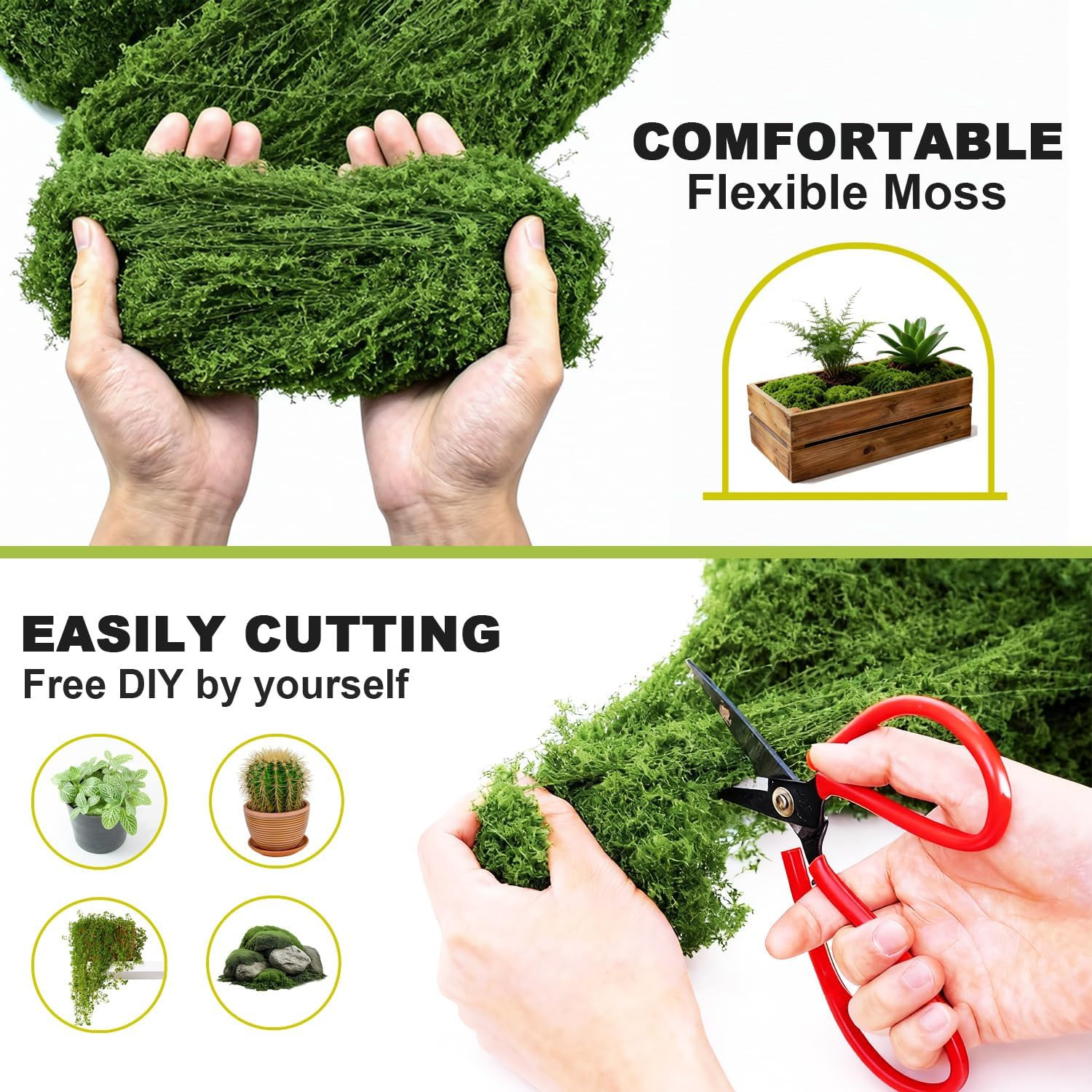 1200 Grams Fake Green Moss for Crafts, Decorative Artificial Faux Moss for Plant